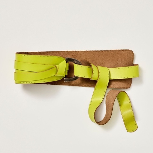 NWT Free People Waltz Leather Waist Belt in Parakeet main image 4